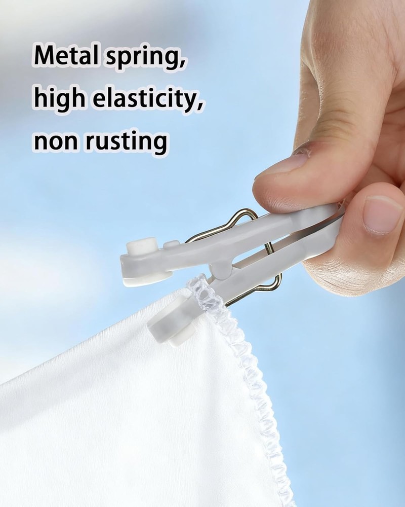 High Elasticity 12 Pcs Multi-Use Plastic Clothes Pins & Chip Clips - White/Grey
