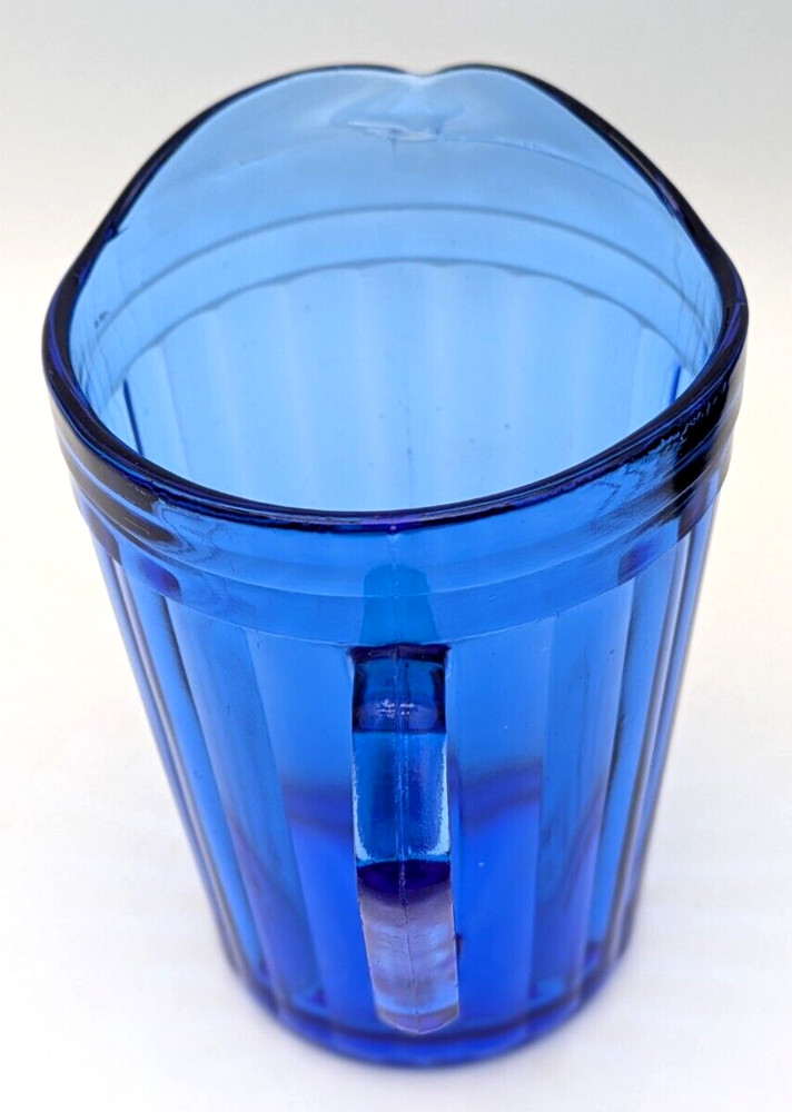 Cobalt Blue Glass Pitcher Pressed Glass