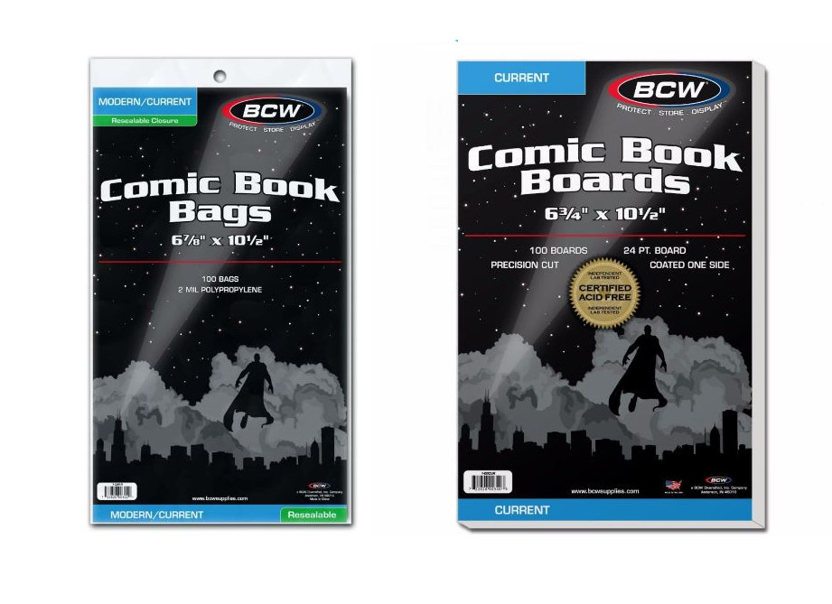 (100) BCW Brand Resealable Bags + (100) BCW Boards Combo (Current Comic Size)