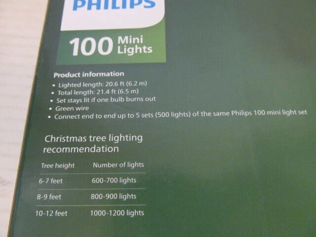 Philips 100 Mini Clear Lights with Green Wire