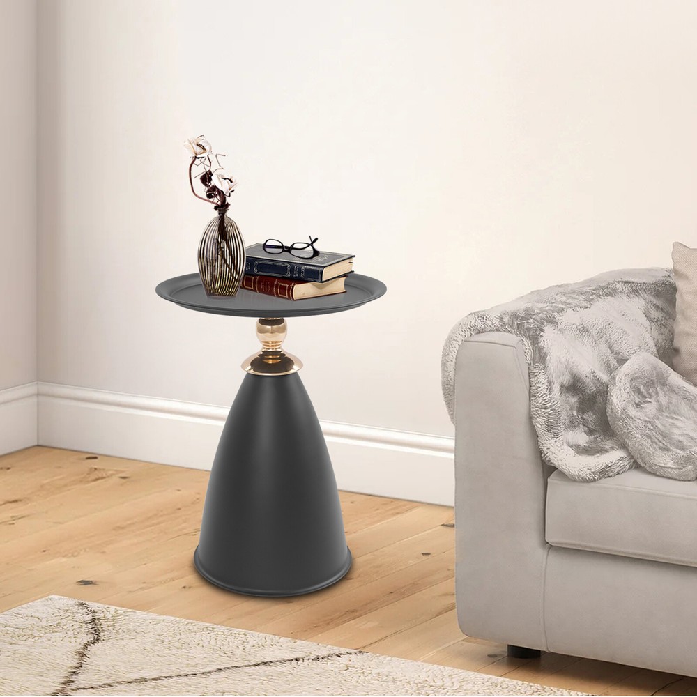 Black Small Round Side Table Side Table for Small Spaces, Modern Couch End Table