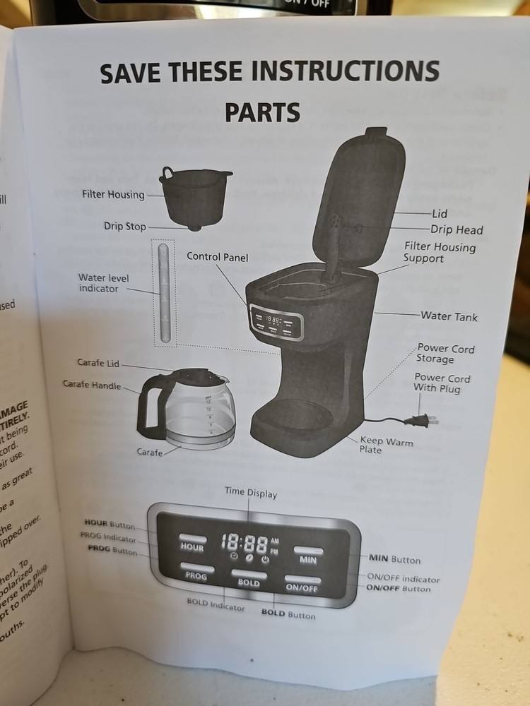 Coffee Maker, New, Open Box Mainstays 12 Cup Programmable