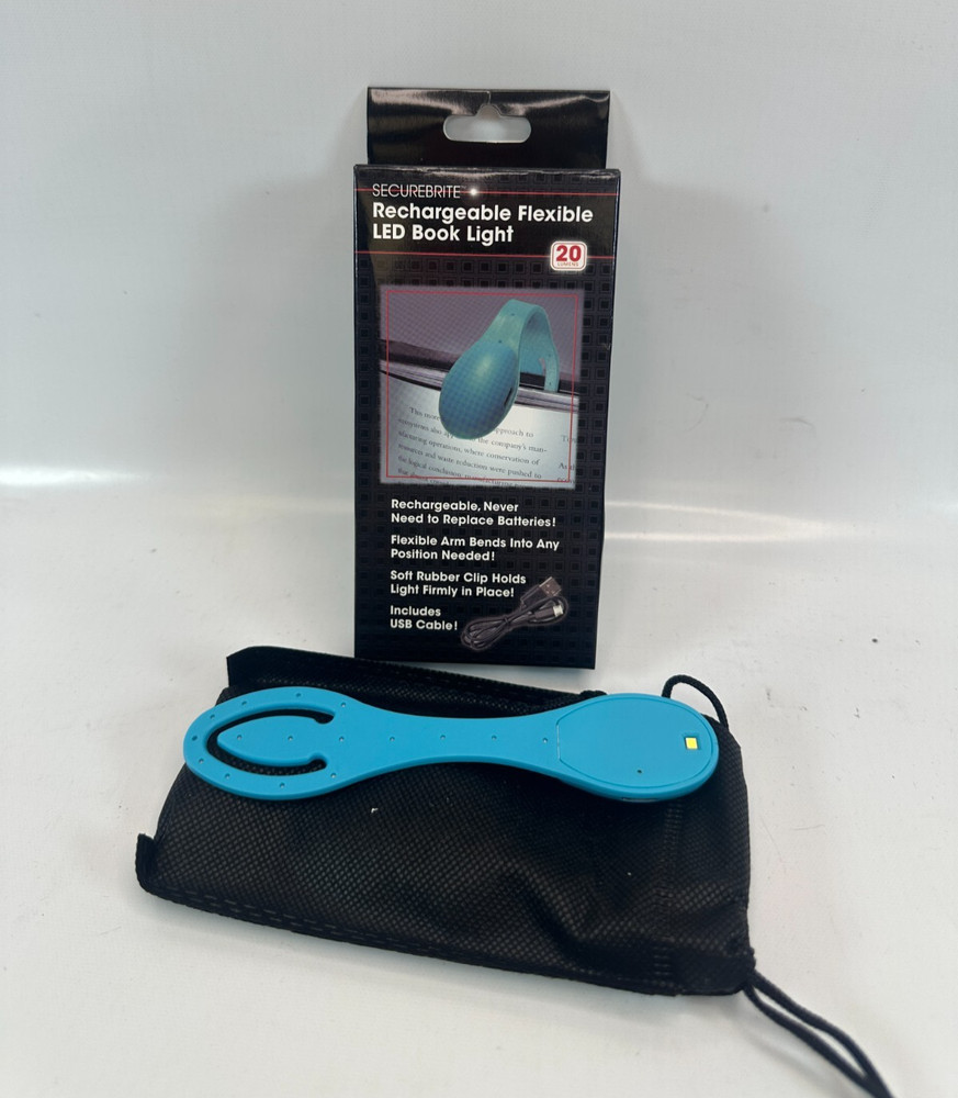 Securebright BK3012RBR Flexible LED Book Light Teal Blue USB Cable - New