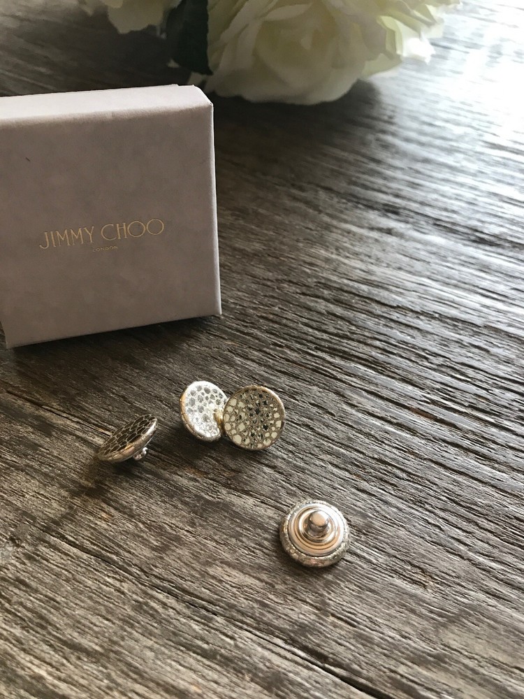 New Jimmy Choo Metallic Silver Snap On Buttons Replacement Button Electra X 2