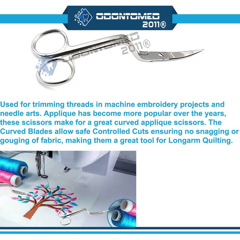 Professional Embroidery Applique Scissors Double - Curved Bent Handle 6"