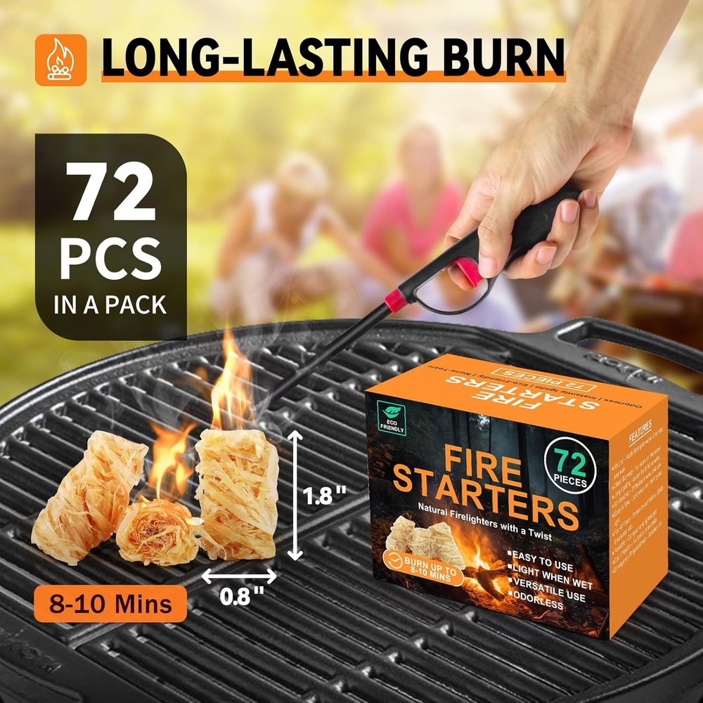 Natural Fire Starter for Campfires All Weather Firestarters Odorless Charcoal S