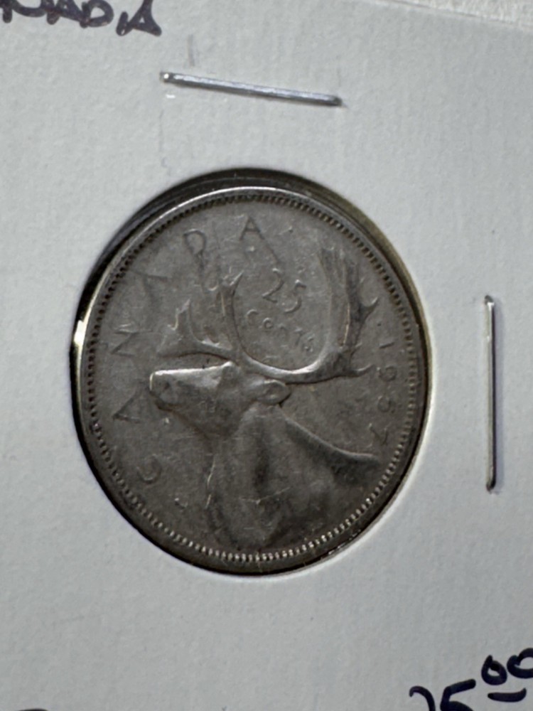 1957 Canada 25 Cents Silver Coin