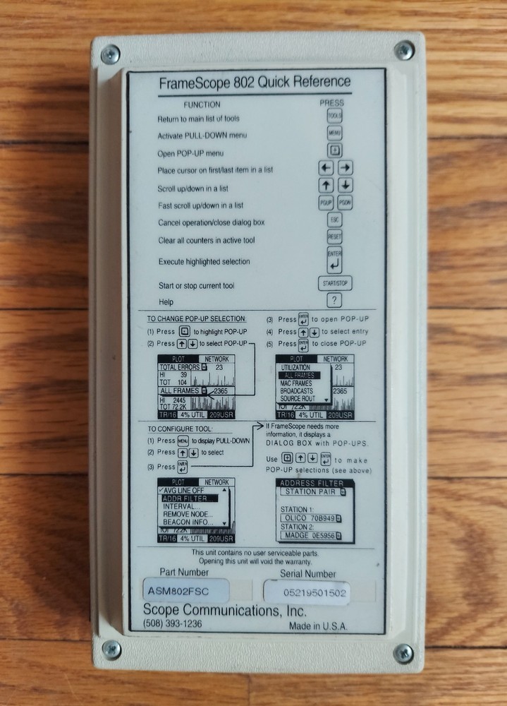 Scope Communications FrameScope 802 T1 Network Set Handheld Analyzer -Not Tested