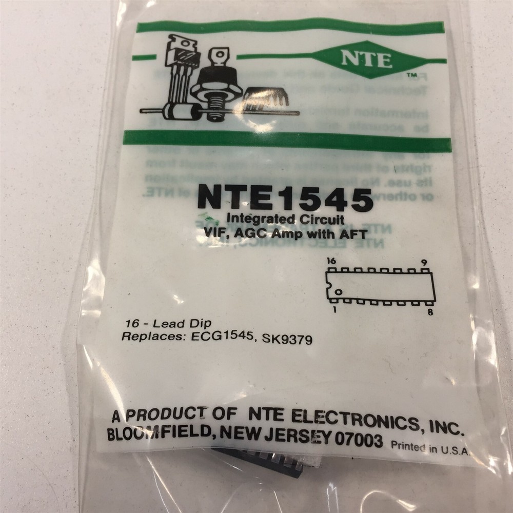 (1) NTE NTE1545 Integrated Circuit Video IF Amplifier