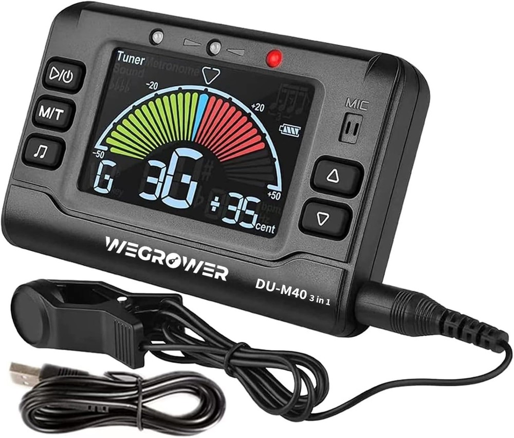Rechargeable Digital Metronome Tuner - Compact Multi-Instrument 3-in-1 Device