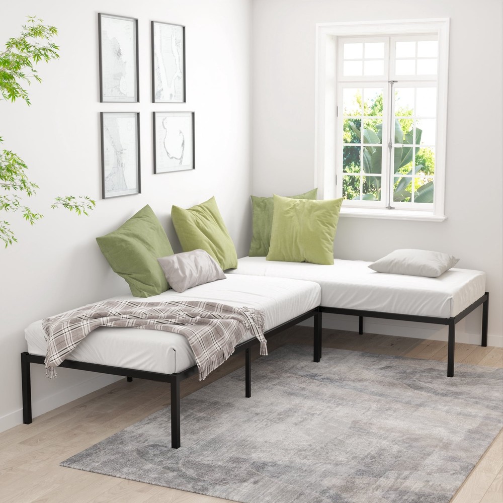 16 Inch Twin Solid Metal Platform Bed Frame W/ Under-Bed Storage Kids Teens