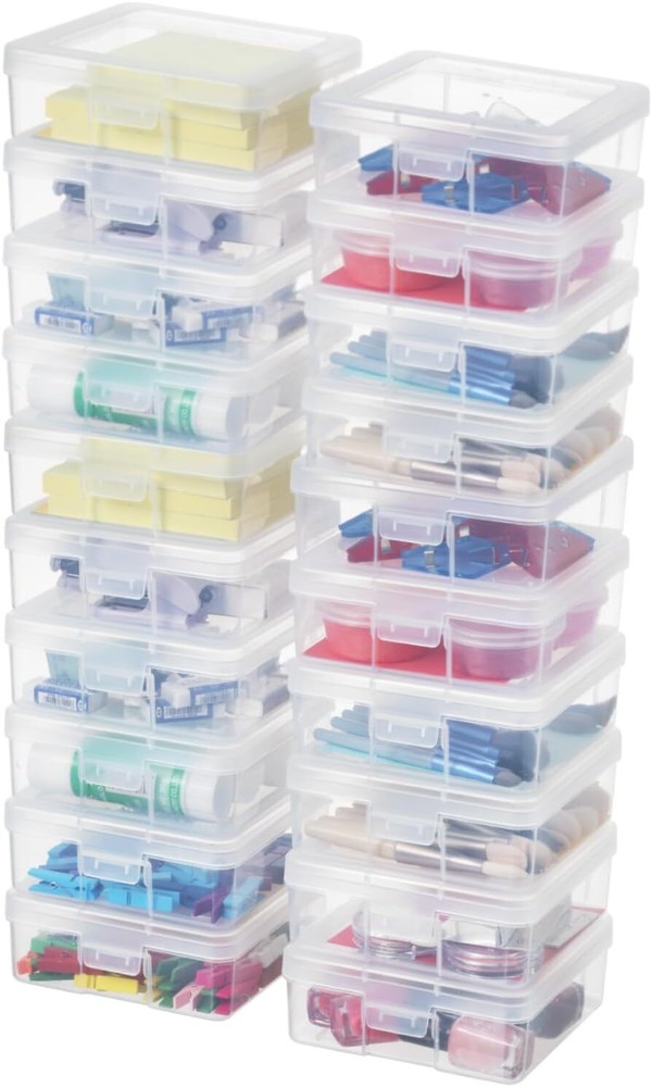 novelinks Small Plastic Storage Box Containers with 18 Pack -Clear