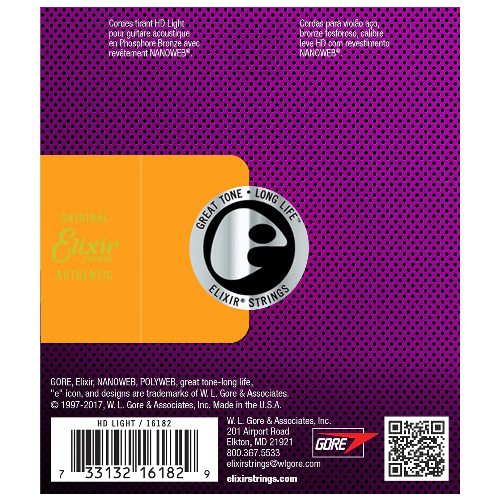 6 Sets! Elixir NANOWEB Phosphor Bronze Acoustic — 16182 HD Light .013-.053