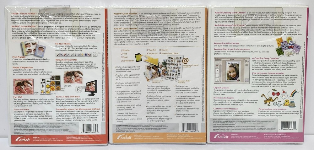 ArcSoft Slide Show Maker, Greeting Card Creator, Picture Fix Plus Bundle Sealed