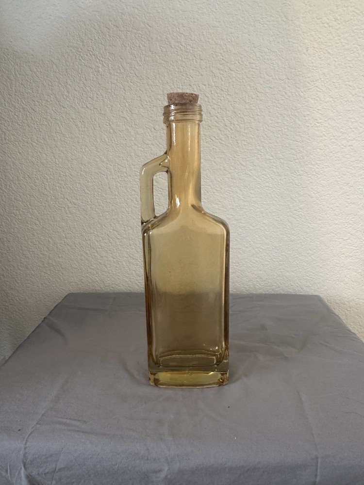 Vintage Amber Bottle With Handle And Cork