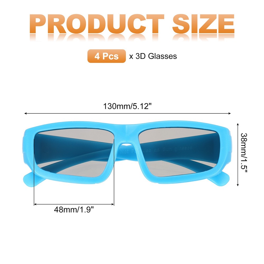 4pcs Polarized 3D Viewing Glasses, Passive Circular 3D Glasses,Blue