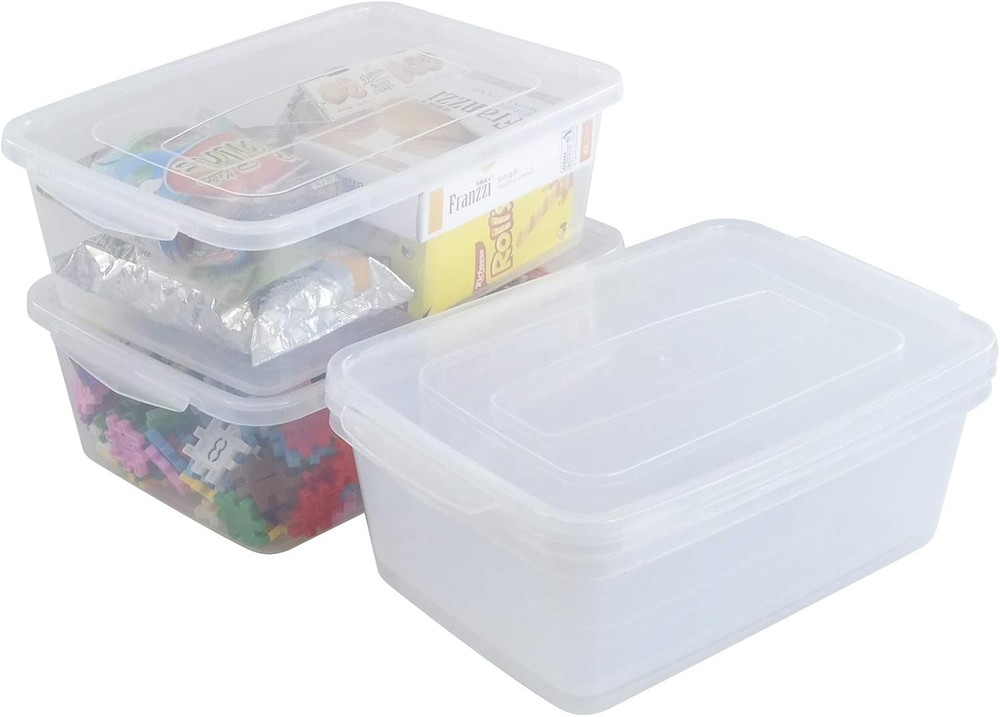 14-Quart Clear Storage Box with Lid Plastic Locking Box/Container