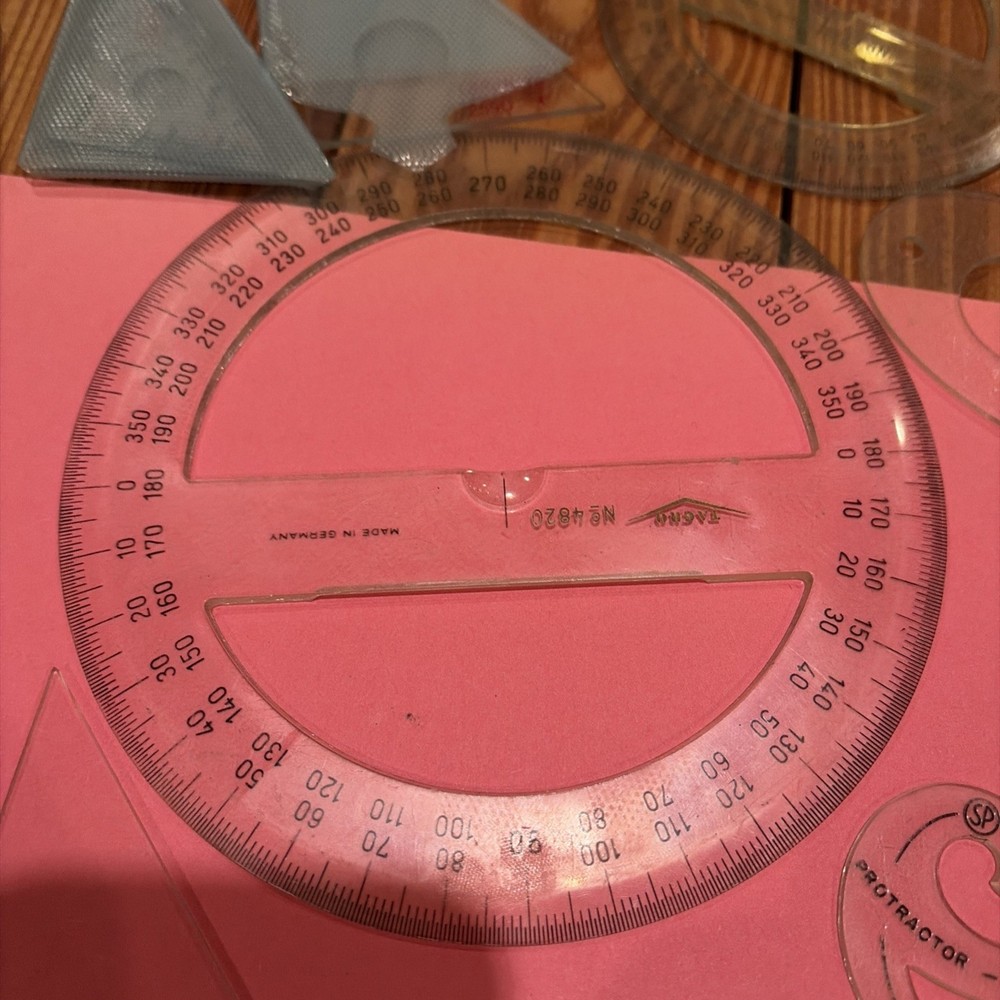 Vintage Drafting Architecture Drawing Protractor Ruler Triangles Lot Of 21 Tools