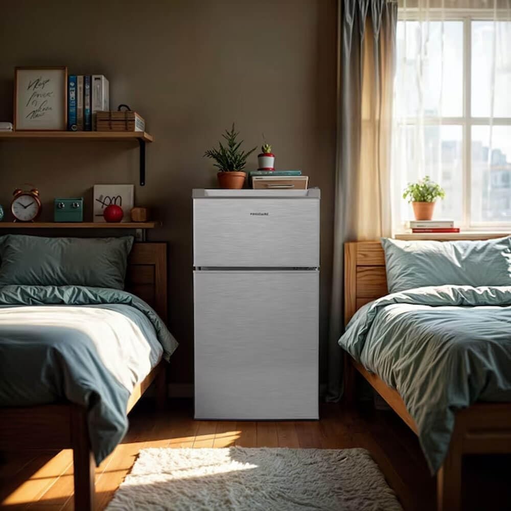 Frigidaire Mini Refrigerator 3.2 Cu Ft Full-Size Separate Freezer (Silver)