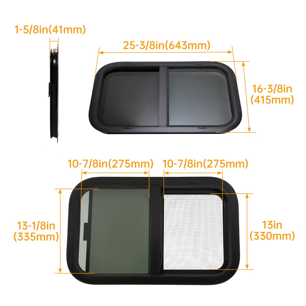 15" x 24" Vertical Slider W/ Screen RV Window For RV Trailer Camper Food Truck