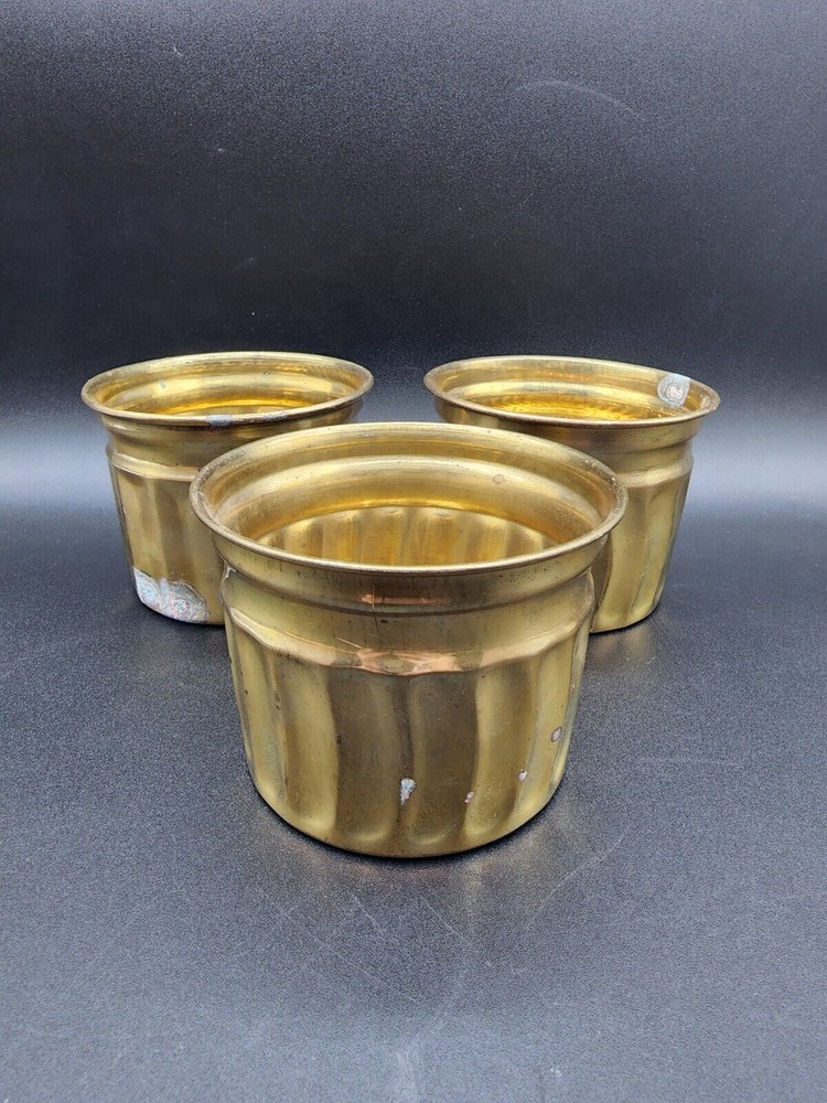 3 Brass planters, 4” X 3 1/4”