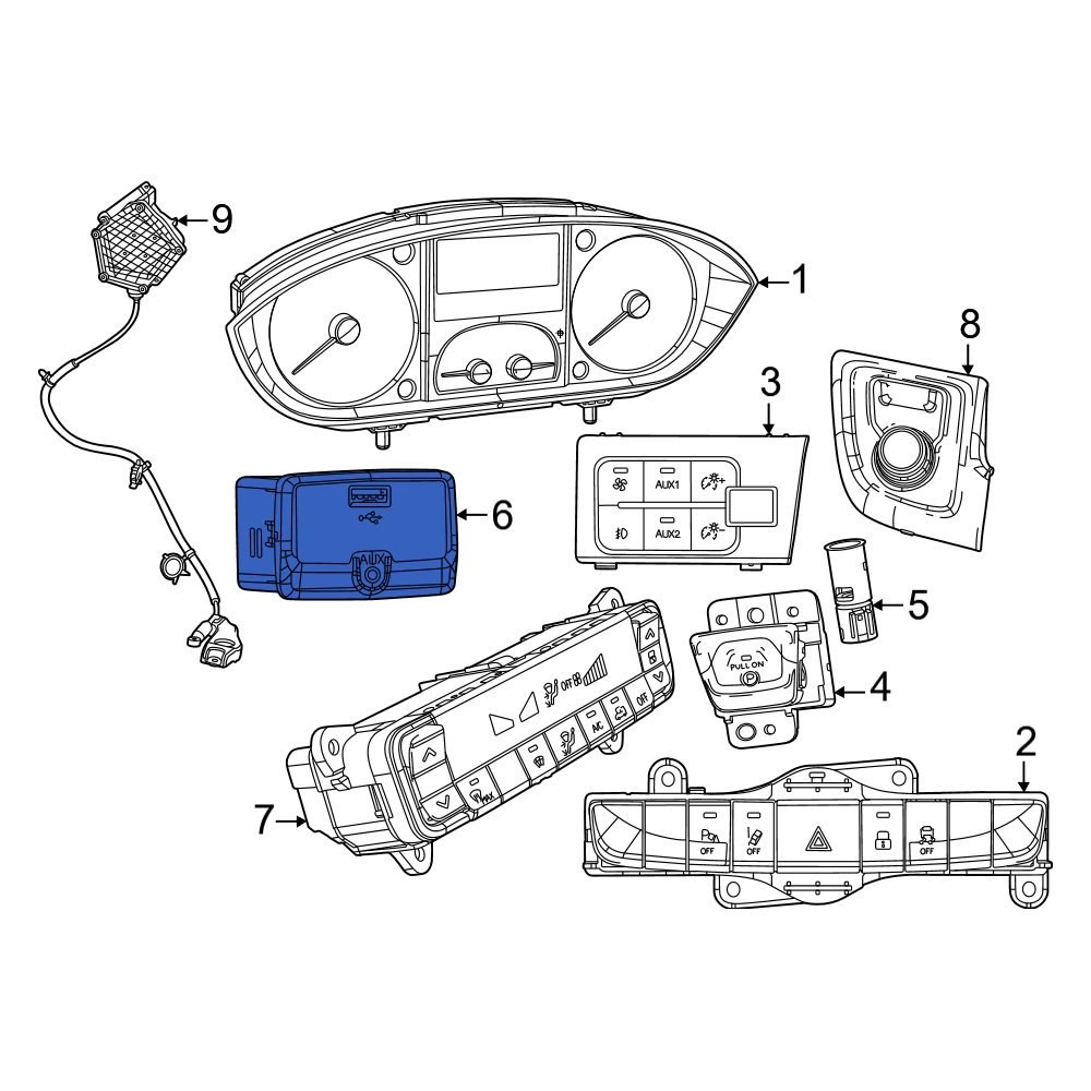 Ram 68381663AA Audio Auxiliary Jack