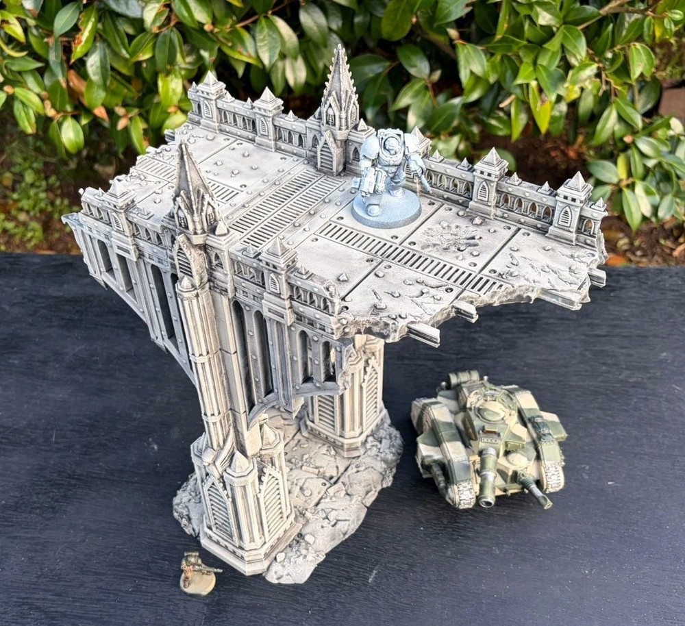 Large Bridge Ruins, Gothic 3D Printed Terrain for Tabletop Wargaming. unpainted