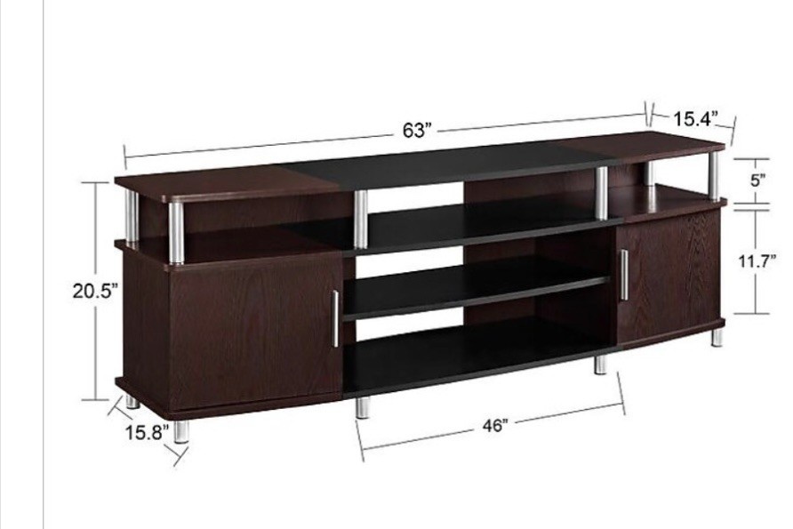 AMERIWOOD HOME CARSON TV STAND FOR TVs UP TO 70", Cherry & Black. NEW IN BOX.