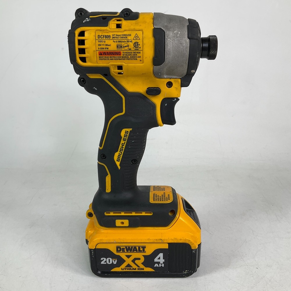 DeWalt DCF809 Atomic 20V Max Brushless Compact 1/4" Impact Driver 4Ah Battery
