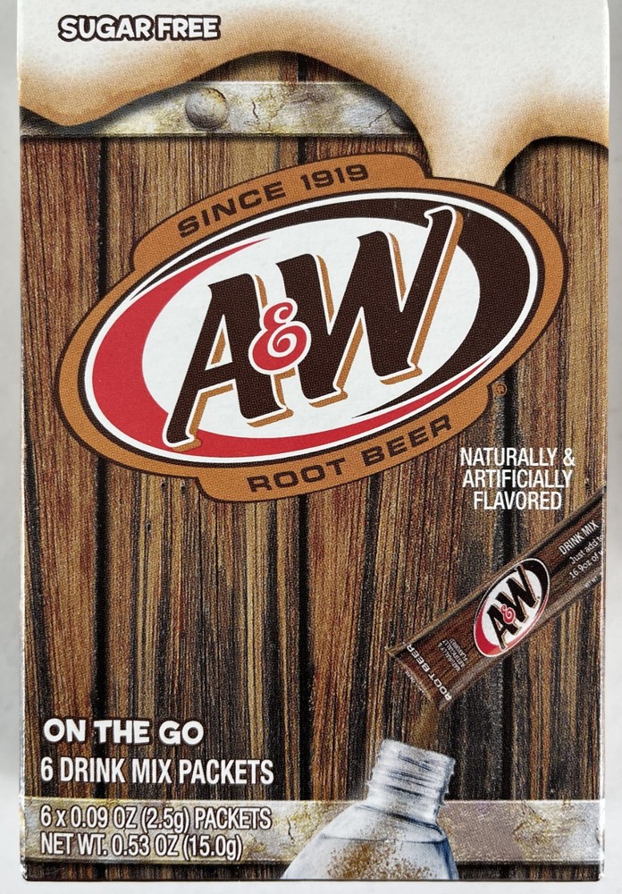 A&W Sugar Free Root Beer Drink Mix 30 Pack (5 Boxes) On-The-Go Packets