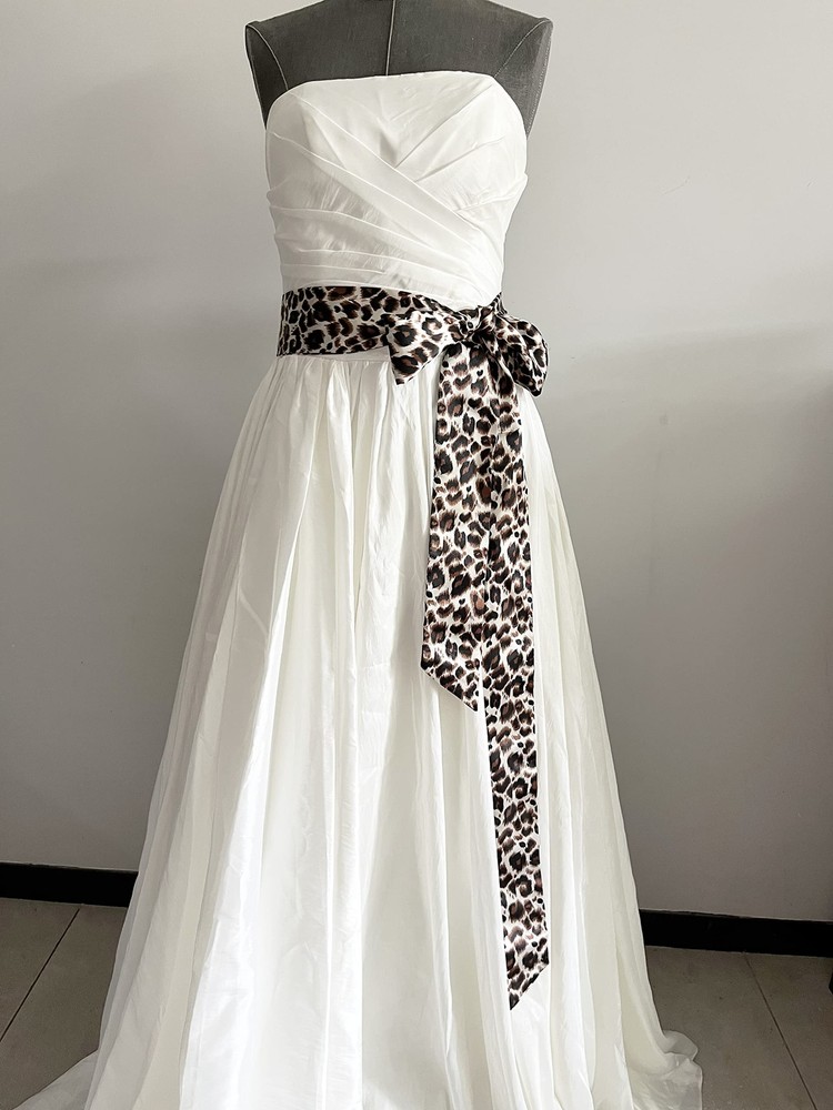Leopard print dress sash bow sash Light champagne