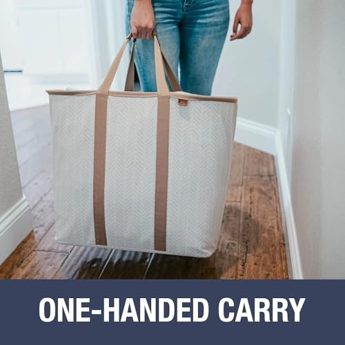 Collapsible Laundry Caddy – Foldable Laundry Hamper & Tote, 2 Pack LUXE Mocha