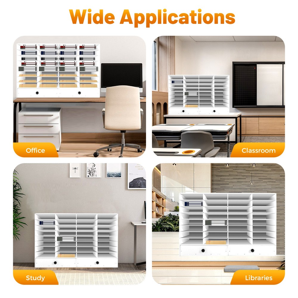 PVC Literature Organizer Adjustable File Sorter Stackable 32 Compartments White