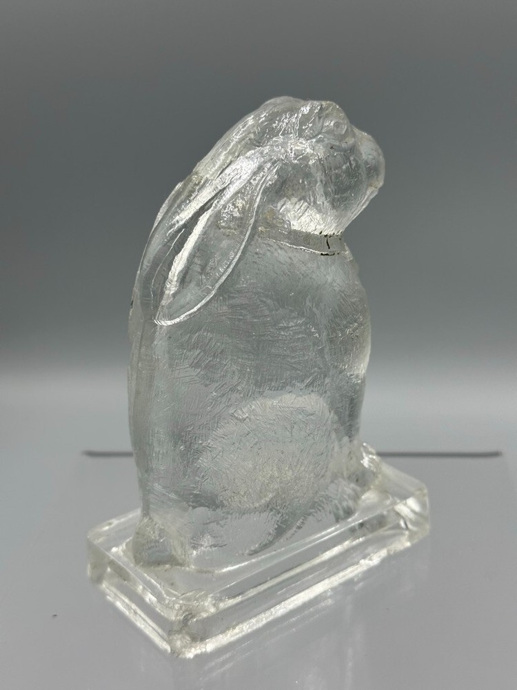 Antique EASTER BUNNY Rabbit with Laid Back Ears Glass CANDY CONTAINER A&E 616