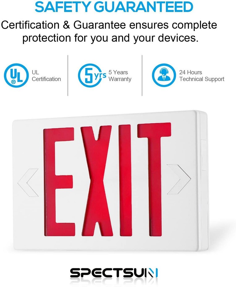 UL Listed -4 Packs Led Red&Green Exit Sign & Emergency Light Exit Sign Battery.