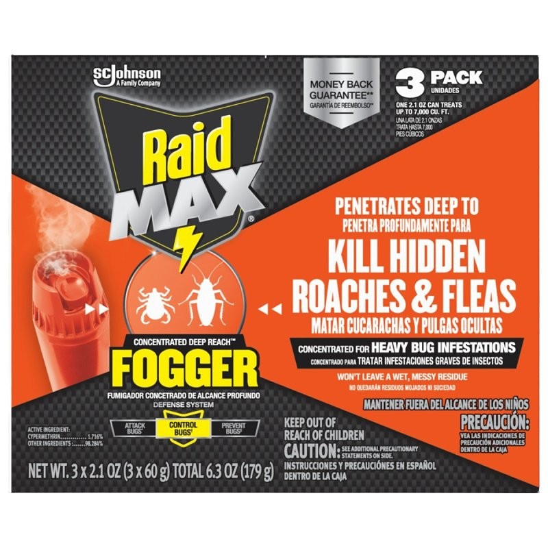 Raid Max Concentrated Indoor Bug Killer Fogger - 2.1oz/3cans 12565