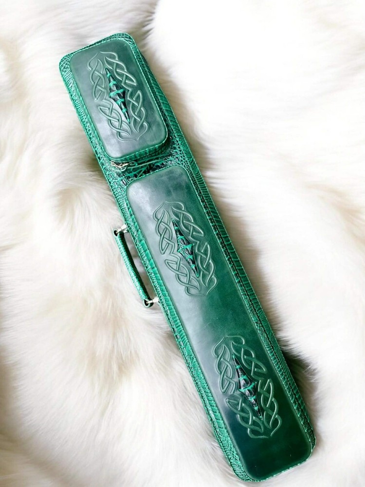 Volturi Custom Soft Pool Case 4x8 Genuine Leather w/ Backpack Straps. Green