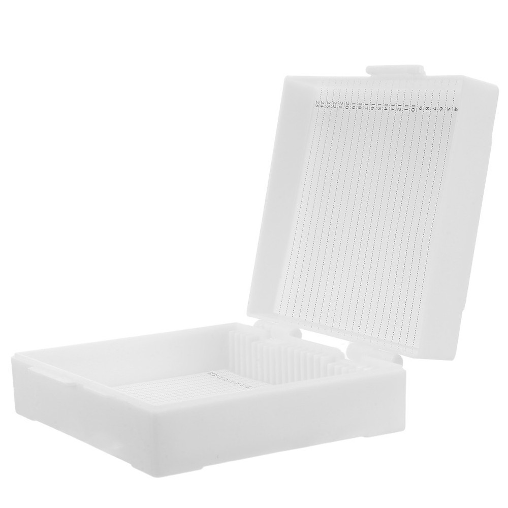 Slides Box: 25 Slots Laboratory Slide Storage Box For Microscope Samples -