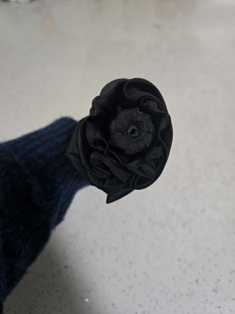 Used-Alexander McQueen folding umbrella. Black Canopy Silver Skull Handle