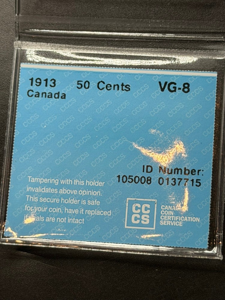 1913 Canada 50 Cent CCCS Graded VG-8
