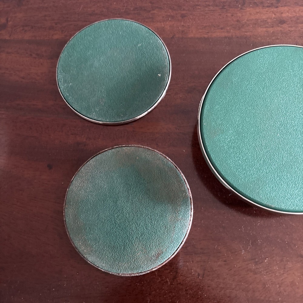 Vintage Silver Plated Coaster Set 6 Piece With Holder Engraved Tableware