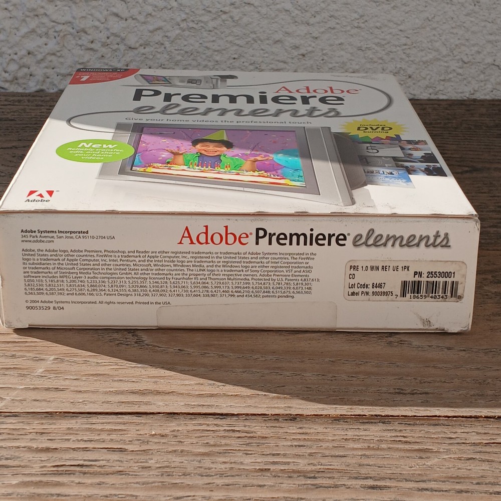 Adobe Premiere Elements for Windows XP PC CD-ROM Video Editing Software