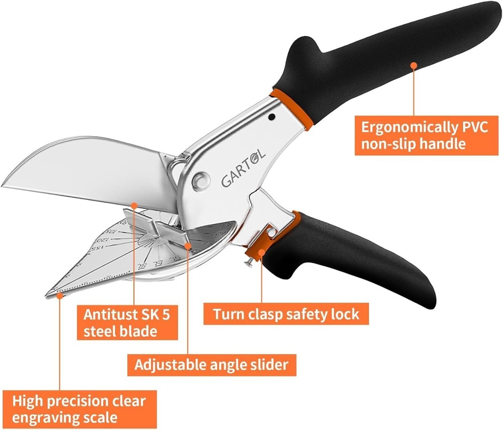 High-Precision Miter Shears with Anti-Skid Handle - Includes Replacement Blades