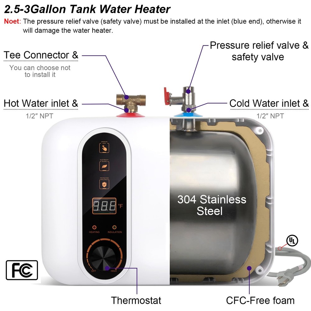110V-120V 1.5Kw Instant Electric Hot Water Heater Under Kitchen Small Tank 2....