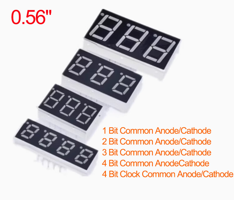 LED Segment Display Digital Tube 0.56" Common Anode/Cathode1/2/3/4Bit 4Bit Clock