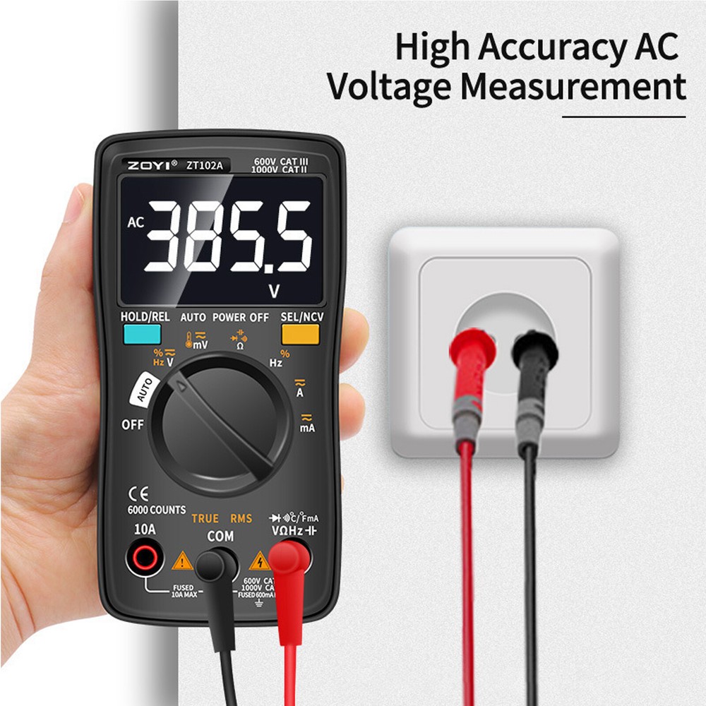 Auto Range TRMS 6000 Counts Voltmeter Ohm Meter Tester Digital Multimeter Tester