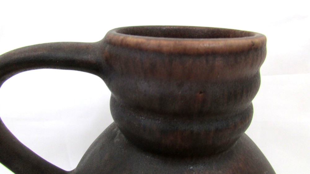 Vintage Studio Brown Ceramic Rustic Pitcher Vase Kitchen Decor Signed