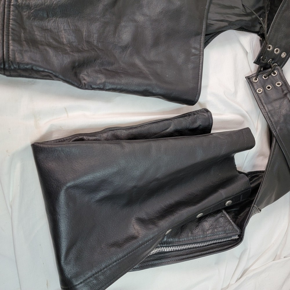 MOTORCYCLE LEATHER CHAPS UNIK Mens Size L Pre Owned