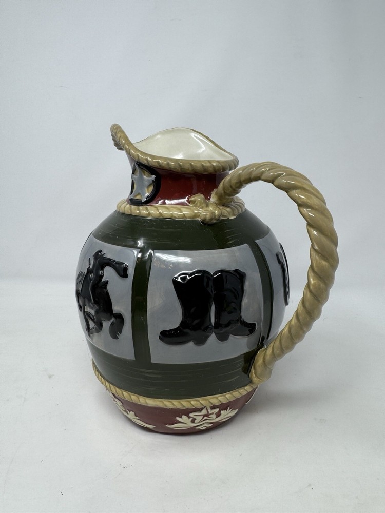 SONOMA "HAPPY TRAILS" WESTERN THEME DESIGN 80 oz. CERAMIC PITCHER