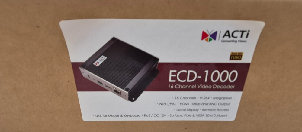 Acti ECD-1000 16-Channel Megapixel H.264 USB / HDMI / Composite Video Decoder